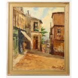 Circa 1920's French school. 'A Corner of Montmartre'. Oil on canvas. Indistinct signature lower