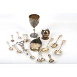 A mixed group of antique sterling silver including a George III table spoon, London 1784 by Hester