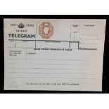 1944 KGVI Telegraph Form TP28 1 shilling