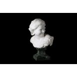 JEAN ANTOINE INJALBERT (FRENCH, 1845-1933): AN EARLY 20TH CENTURY ITALIAN MARBLE BUST OF PAN