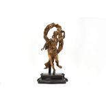 A LATE 17TH / EARLY 18TH CENTURY GERMAN GILT BRONZE FIGURE OF FORTUNA the nude figure in mid step,