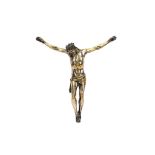 A LATE 17TH / EARLY 18TH CENTURY ITALO-FLEMISH SILVERED METAL FIGURE OF THE CRUCIFIED CHRIST IN