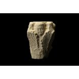 A BYZANTINE PERIOD WHITE MARBLE COLUMN CAPITAL, 12TH CENTURY the tapering capital carved with two