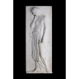 MAX RAUBER (SWISS, B. 1891): A RECTANGULAR MARBLE RELIEF DEPICTING A VESTAL VIRGIN the young woman