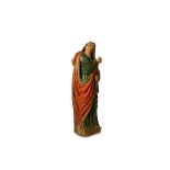 A LARGE 16TH CENTURY POLYCHROME LIMEWOOD FIGURE OF SAINT JOHN THE EVANGELIST MOURNING 110cm high