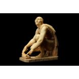 AFTER THE ANTIQUE: A 19TH CENTURY ITALIAN ALABASTER FIGURE OF THE ARROTINO (KNIFE GRINDER) the