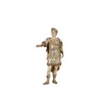 A 19TH CENTURY SILVER AND GILT BRONZE FIGURE OF JULIUS CAESAR the standing figure with right arm