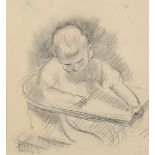 PHILIP NAVIASKY (1894-1983) Young Child in High Chair pencil  25cm x 23cm Mounted and framed