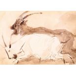 THOMAS SIDNEY COOPER R.A. (1803-1902) Study of Two Long Horned Rams Signed lower right and dated