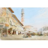 RICHARD HENRY WRIGHT (1857-1930) Piazza Erbe market place with Torre dei Lamberti, Verona signed and