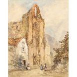 WILLIAM CALLOW (1812-1908) Valle Crucis Abbey, North Wales signed  watercolour 41 x 32.4 cm