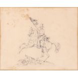 JOSEF ANTON STRASSGSCHWANDTNER (AUSTRIAN, 1826-1881) A Mounted Officer Signed pencil on paper 17cm x