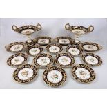 A 19th Century dessert service by Ridgway, comprising two tazzas, four comport dishes and 12 plates,