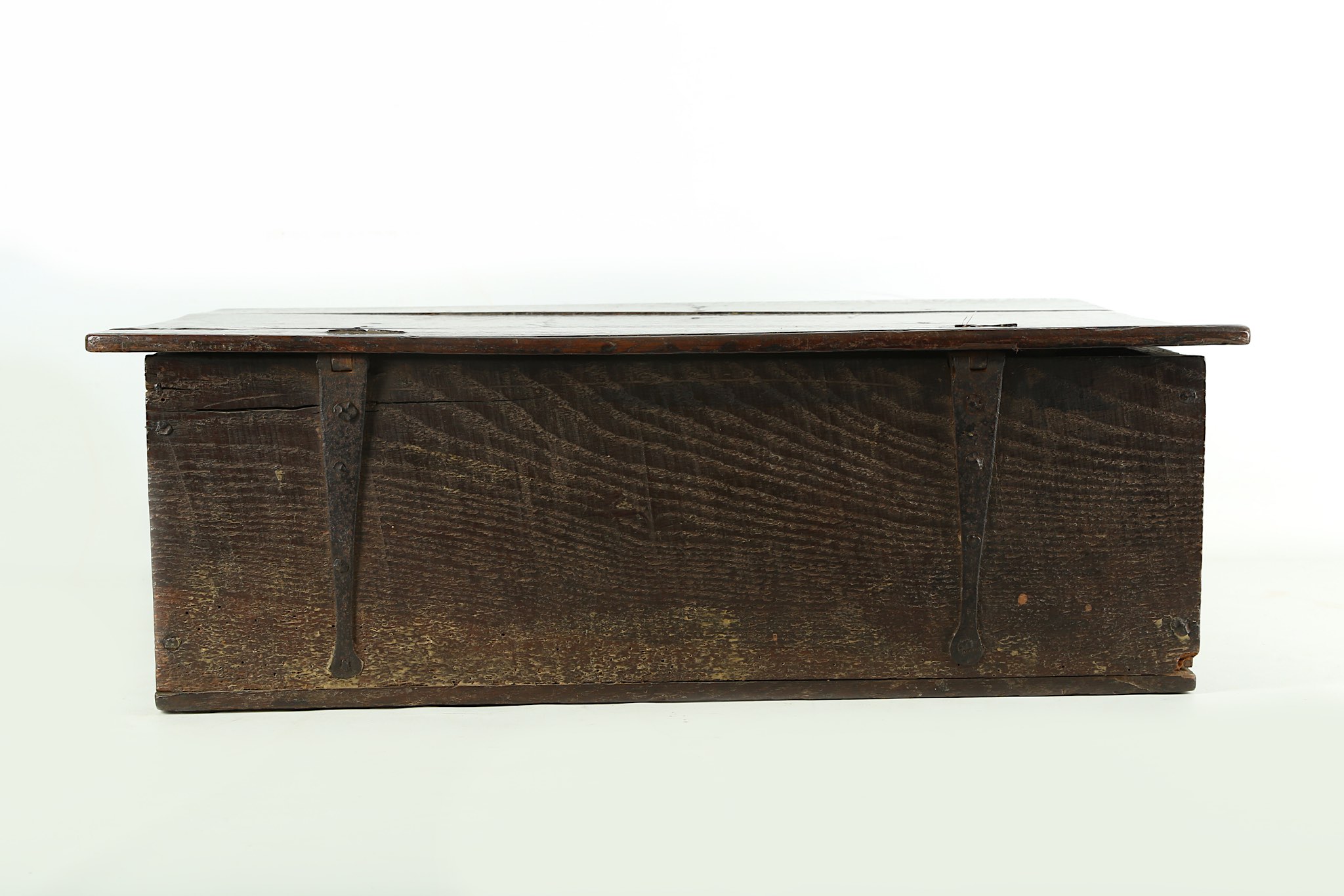 A 17th Century oak bible box, the front panel carved with a coiled dragon. - Image 4 of 5