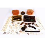 An assortment of Victorian & Edwardian tortoiseshell and faux tortoiseshell items, to include