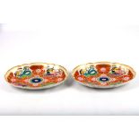 A pair of Worcester Barr, Flight and Barr porcelain dishes, circa 1825, of scalloped form, decorated