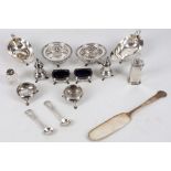 Collection of assorted Victorian and later Sterling silver to include a pair of curcular salts, pair