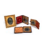 Four mid to late 19th century Ambrotypes and Tintype, circa 1860-80 including a sixth-plate tinted