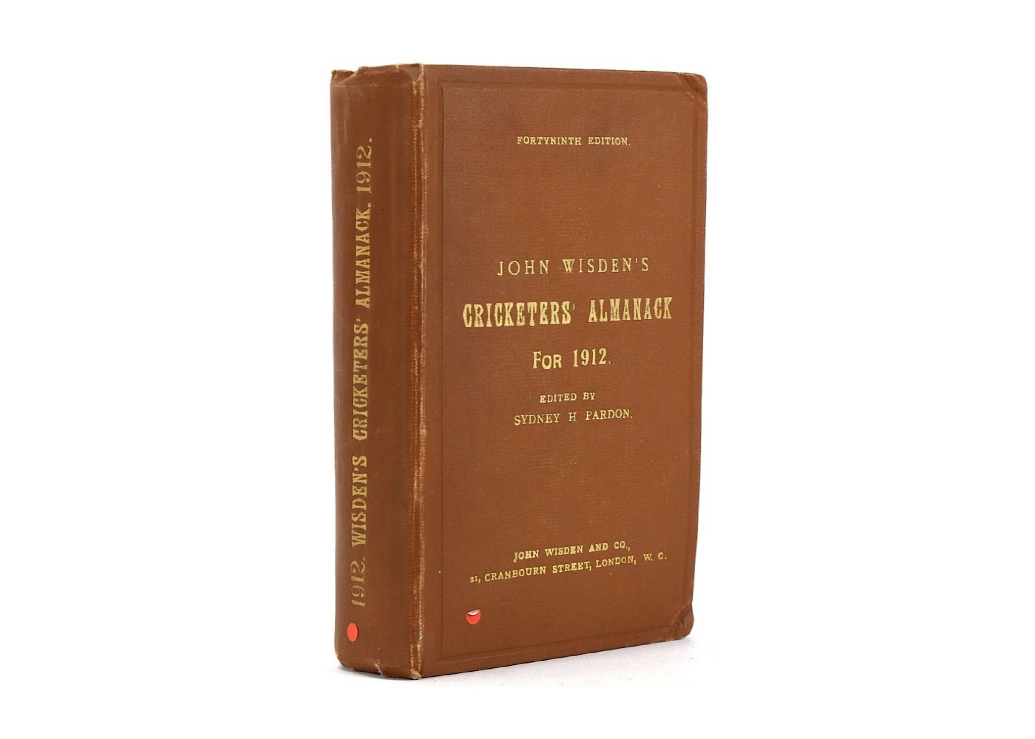 John Wisden’s Cricketers Almanack for 1912. London: John Wisden and Co., 1912. 8vo. Photo-plate (