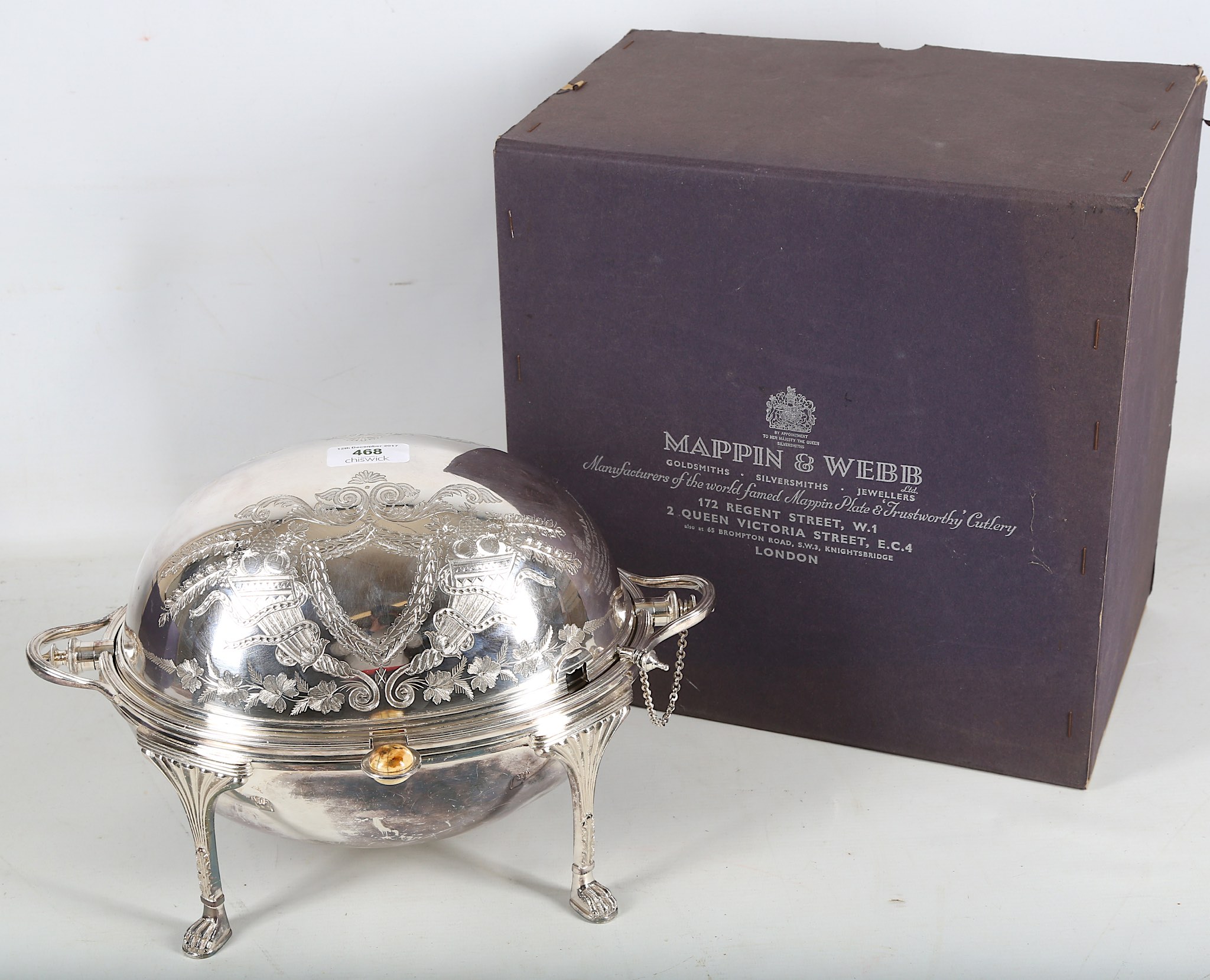 A late Victorian silver plate revolving breakfast / bacon dish, circa 1890 by Mappin & Webb of