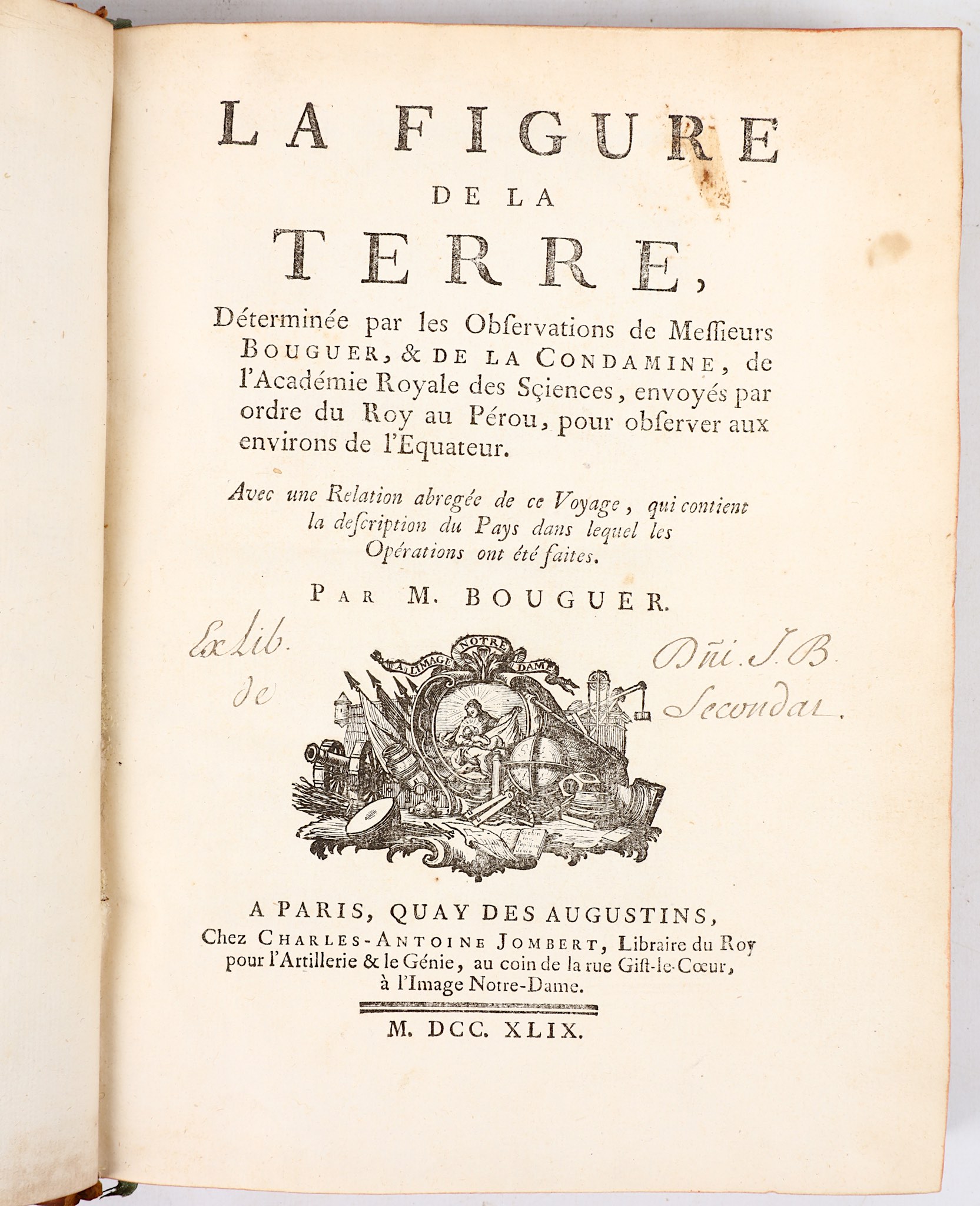 BOUGUER, Pierre (1698-1758).  La Figure de la Terre, Déterminée par les Observations de Messieurs - Image 2 of 3