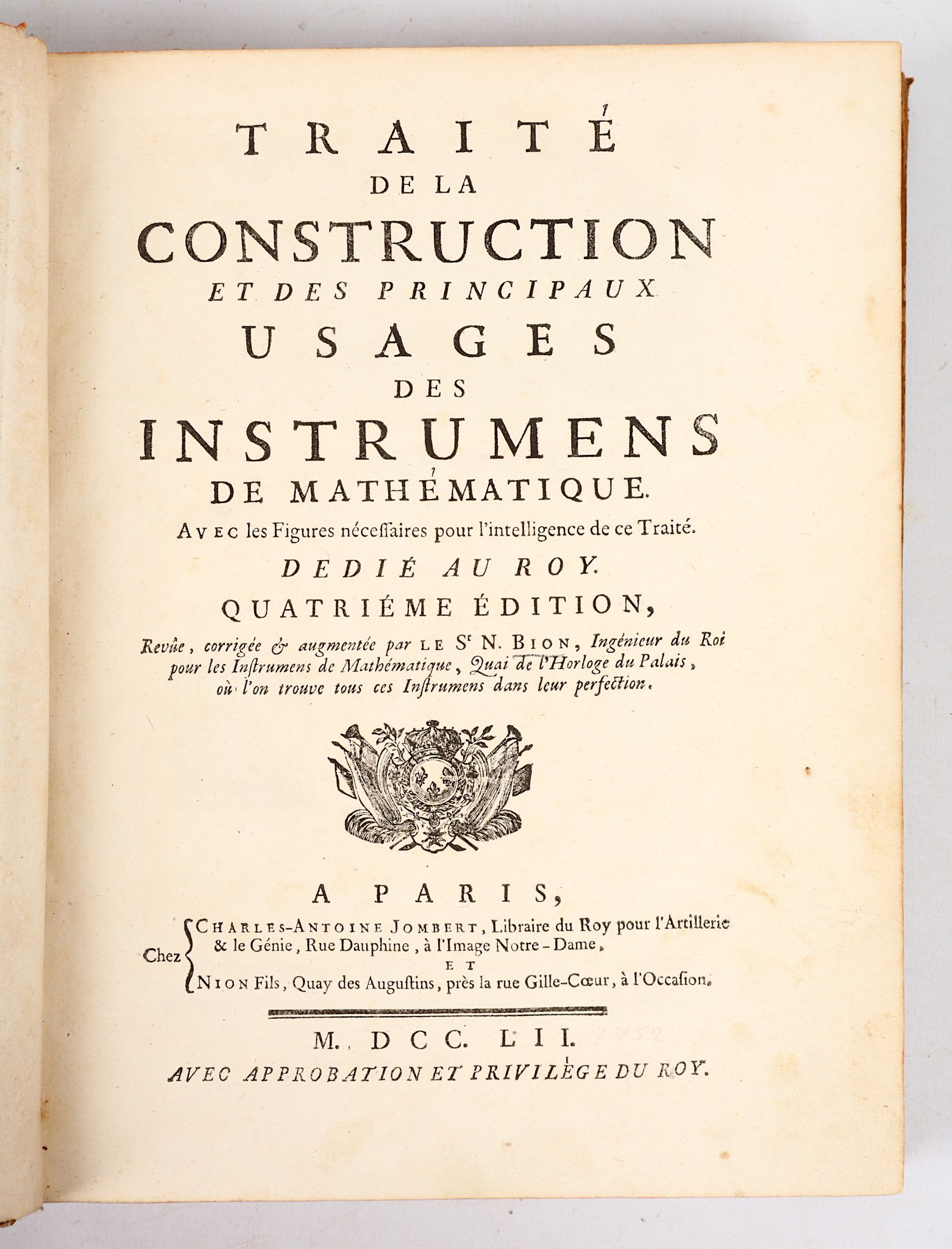 BION, Nicolas (1652-1733).  Traité de la Construction et des Principaux Usages des Instruments de - Image 4 of 12