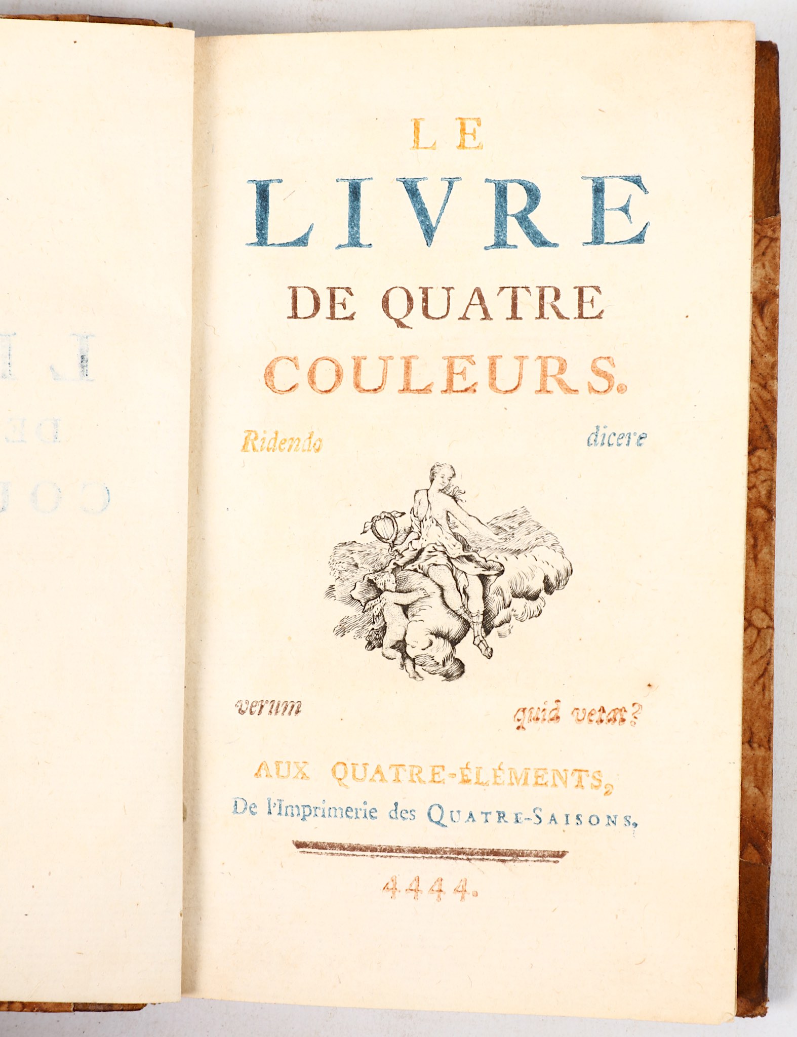 [CARACCIOLI, Louis Antoine de (1719-1803)].  Le Livre de Quatre Couleurs. Ridendo. Dicere. Verum. - Image 3 of 4