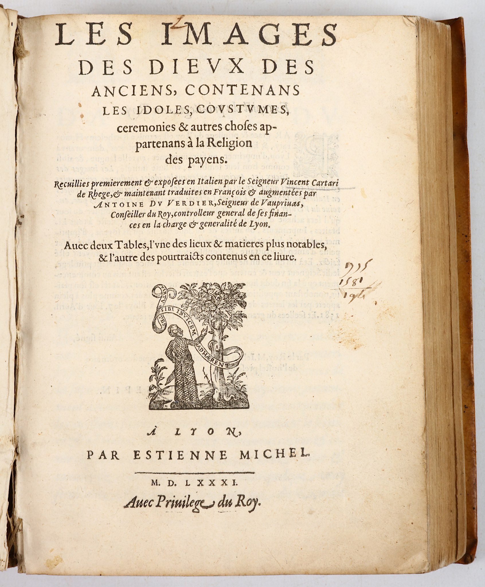 CARTARI, Vincenzo ([?]b. 1531).  Les Images des Dieux des Anciens, contenans les Idoles, Coustumes, - Image 2 of 6