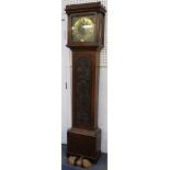 A late 18th Century oak cased 8-day longcase clock, the square brass dial with subsidiary seconds