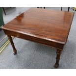 Victorian mahogany square centre table the moulded top on turned tapered legs W 106 cms