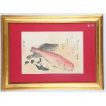 After Hiroshige: a group of seventeen prints from the Large Fish Series, framed and glazed, 44.5 x