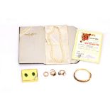 A group of jewellery, including a cultured pearl necklace by Mikimoto, in maker's silk pouch, a 19th