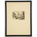 Charles Cheston 1882-1960. 'Thatched Farm in the Landscape'. Soft ground etching. Pencil signed.