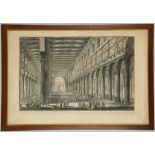 After Giovanni Batista Piranesi, 1720-1778. Spaccato Interno della Basilica di St Paulo'. Etching on