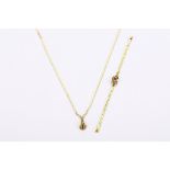 A 9 carat gold sapphire and diamond-set necklace and bracelet suite, UK import marks (2)