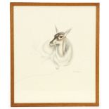 J.R.Svkeaping, a pencil / pastel of a resting faun. Signed in pencil to lower right. Glazed and