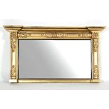 A William IV plaster gilt overmantel mirror, the supports moulded with floral motifs and scrolls,