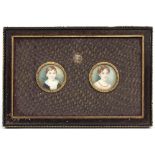 A pair of 19th Century portrait miniatures/A Young Boy and A Young Girl/each in circular gilt metal