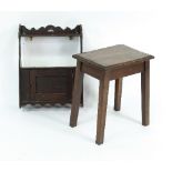 An oak side table, the single drawer with swing handle, on square tapered legs, 76.
