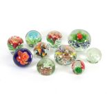 A group of ten Murano glass paperweights,