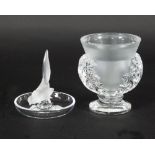 A Lalique frosted glass thistle vase, with etched signature to the base, 10.