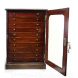 A mahogany collector's cabinet or chest,