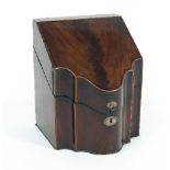 An early 19th Century mahogany knife box, fitted for stationery,
