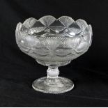 A Georgian cut glass footed bowl, possibly Irish, with fan decoration to the rim,