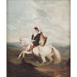 19th Century Scottish School/Portrait of a Gentleman/ seated on a grey horse,