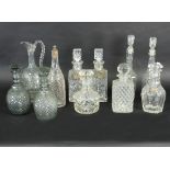 A pair of Victorian style glass decanters with globular pineapple cut bodies,