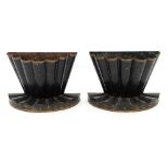 A pair of toleware wall pockets, each with flared,