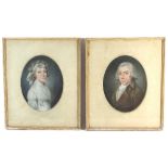19th Century English School/Pair of Portraits/oval/chalk and pastel,