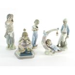 Five pieces of Lladro porcelain to include 'Try This One for Size' and 'Sailor Boy',