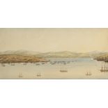 19th Century School/The French Fleet in the Entrance to Toulouse Harbour/watercolour, 17.5cm x 35.